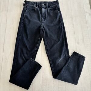 American Eagle Super High Rise Dark Wash Black Jegging Size 2 VGUC